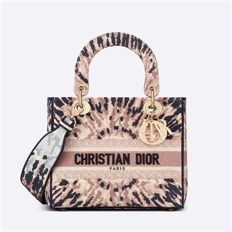 medium lady d-lite bag multicolor tie & dior embroidery